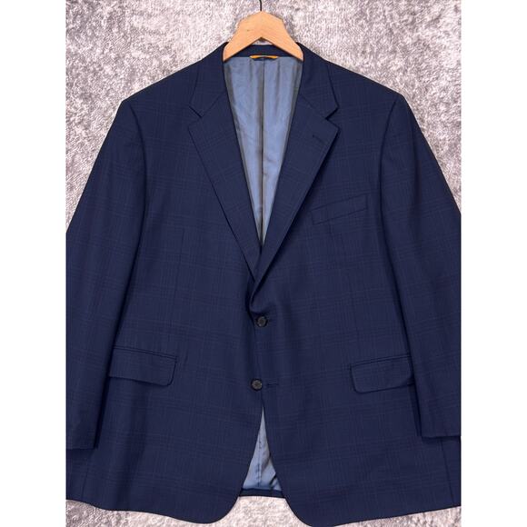 Hickey Freeman Blazer 48 R Mens Blue Plaid Wool Full Canvas Sport Coat Jacket - Picture 2 of 11